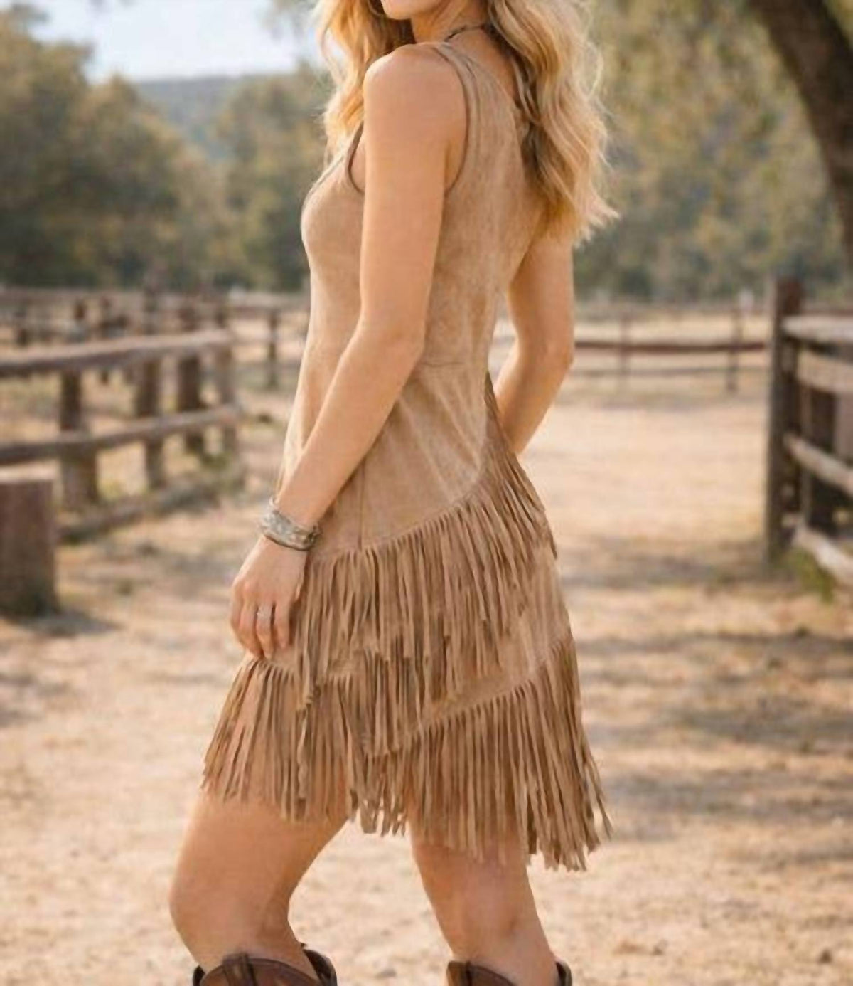 Western Bodice Layered Fringe Style Dress