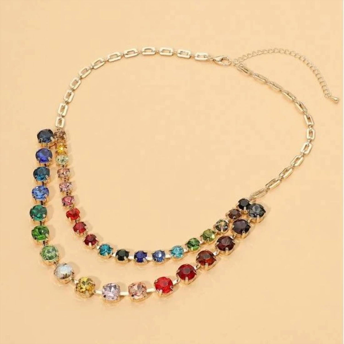 Women's Crystal Double Row Statement Necklace