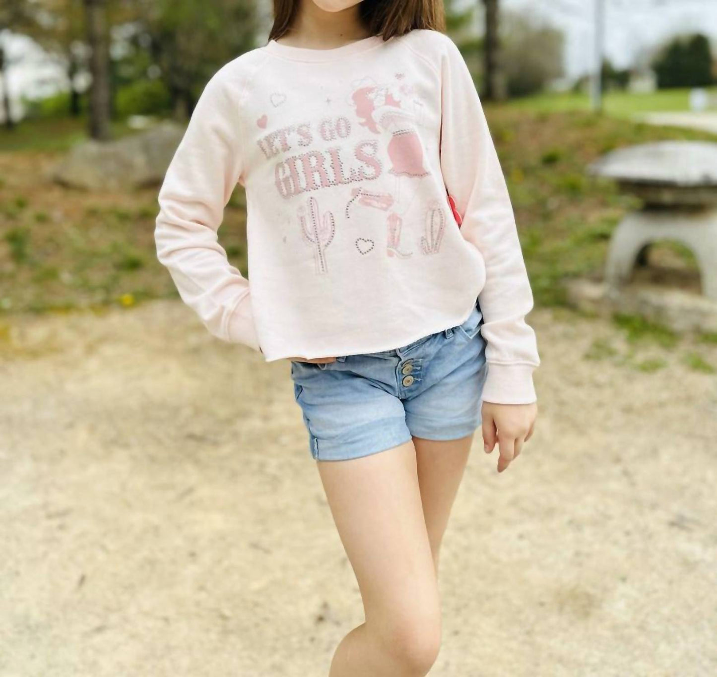 Tween Let's Go Girls Rhinestone Sweatshirt