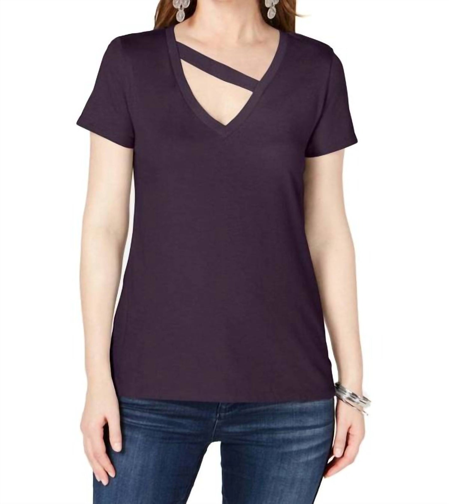 Cutout V Neck T-Shirt