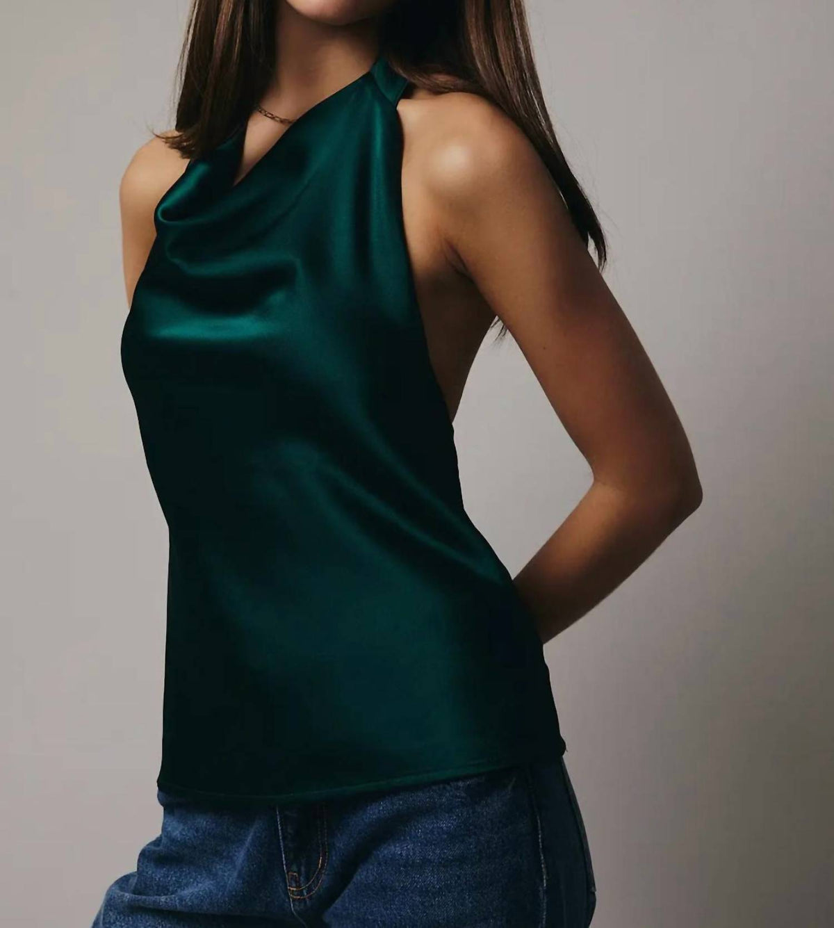 Cowl Neck Halter Satin Top