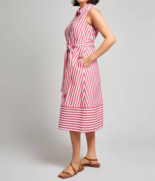 Striped Tie-waist Sleeveless Dress