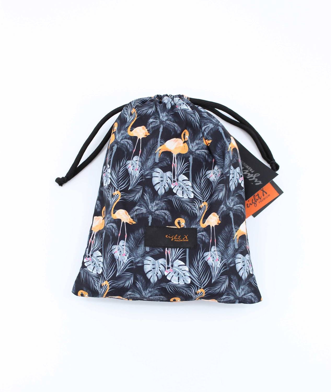 Flamingo and Palm Print Swim Trunks