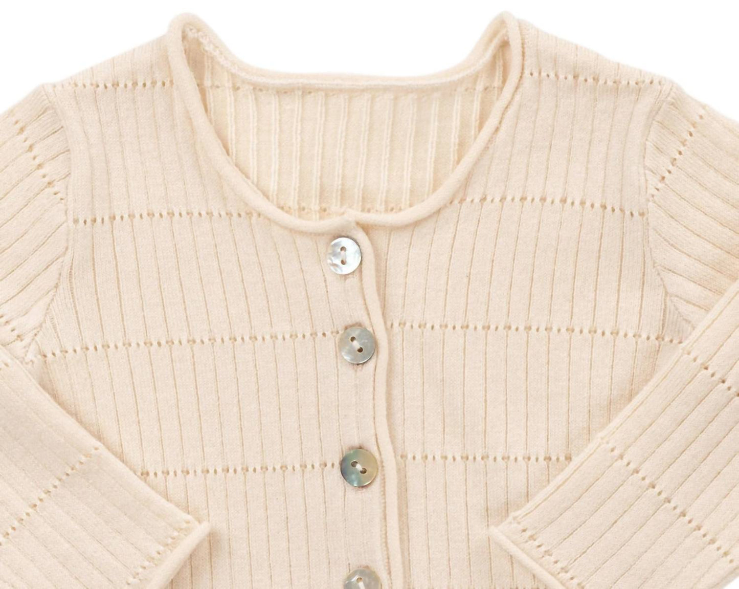 Girls Wide Rib Knit Cardigan