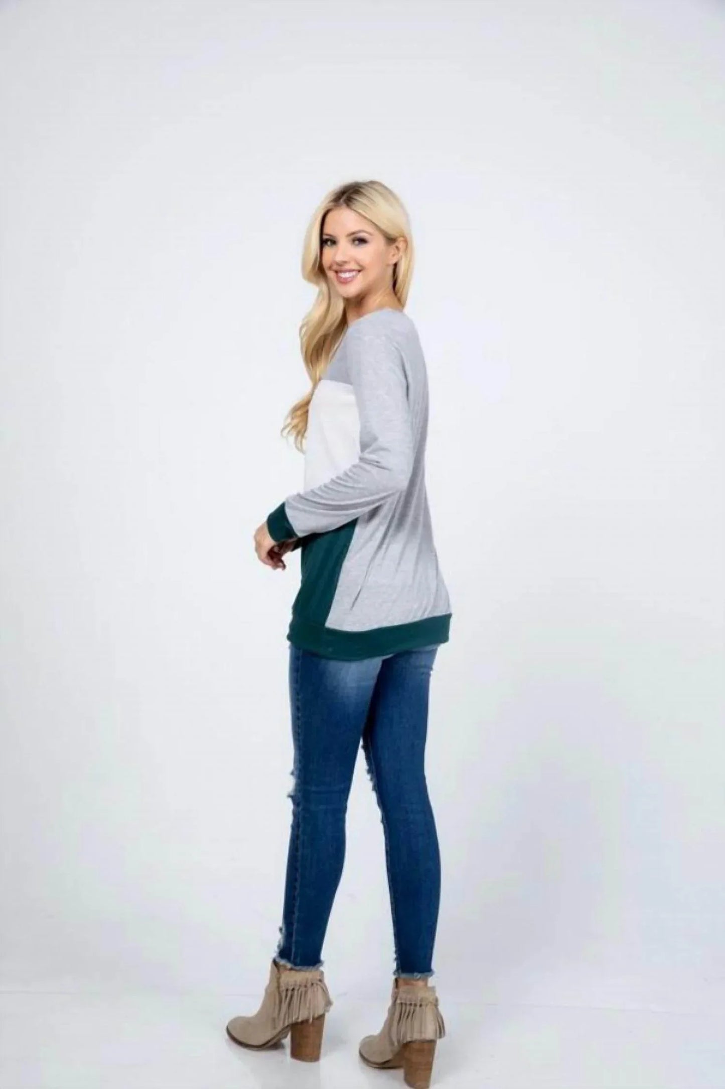 Acting Pro - Plus Christmas Reindeer Sequin Long Sleeve Top - Rack Hunt