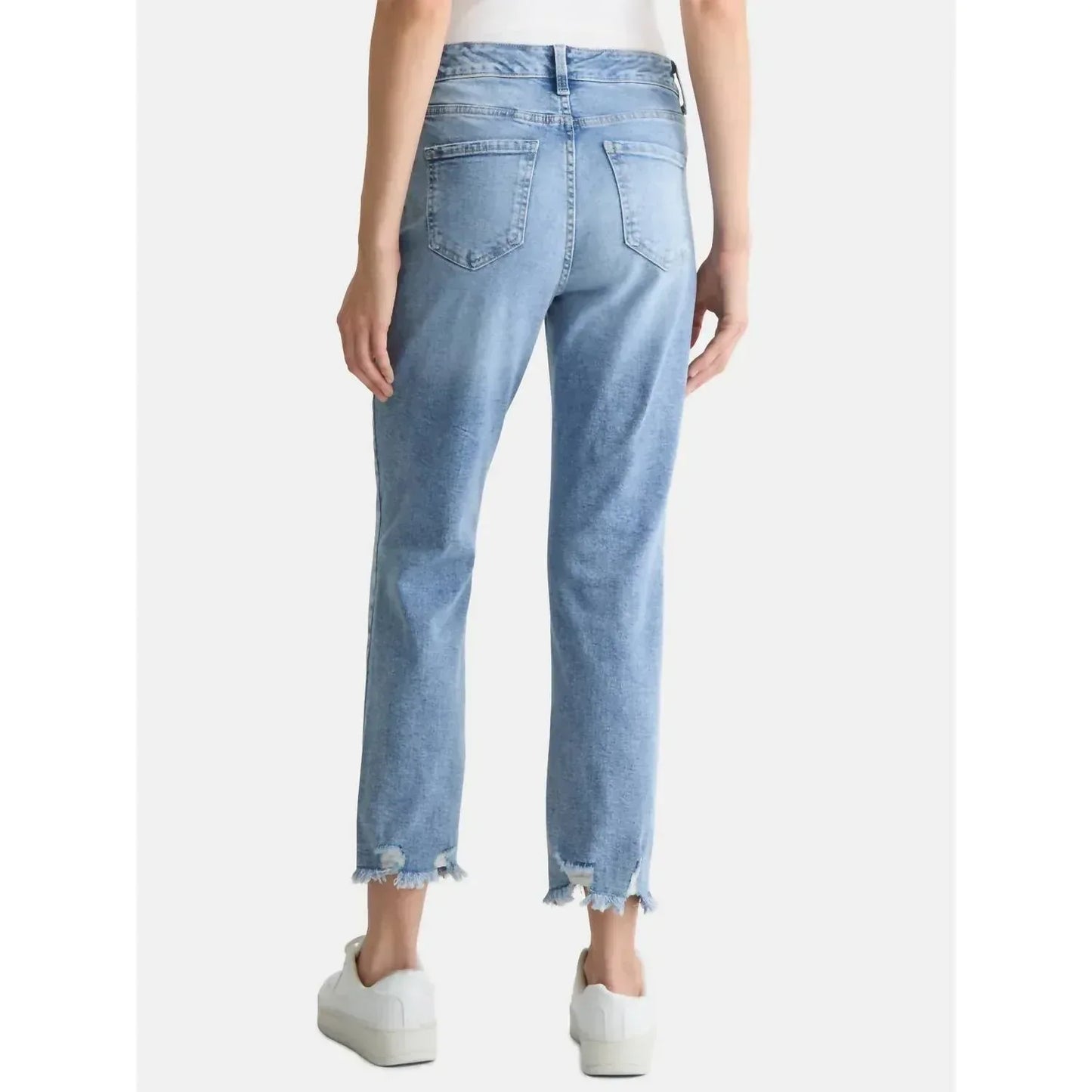 Time and Tru - High Rise Straight Leg Destructed Hem Jeans - Rack Hunt