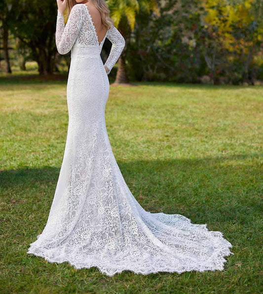 Long Sleeve Lace Mermaid Wedding Dress