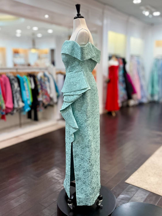 Women's Off Shoulder Cascade Evening Gown