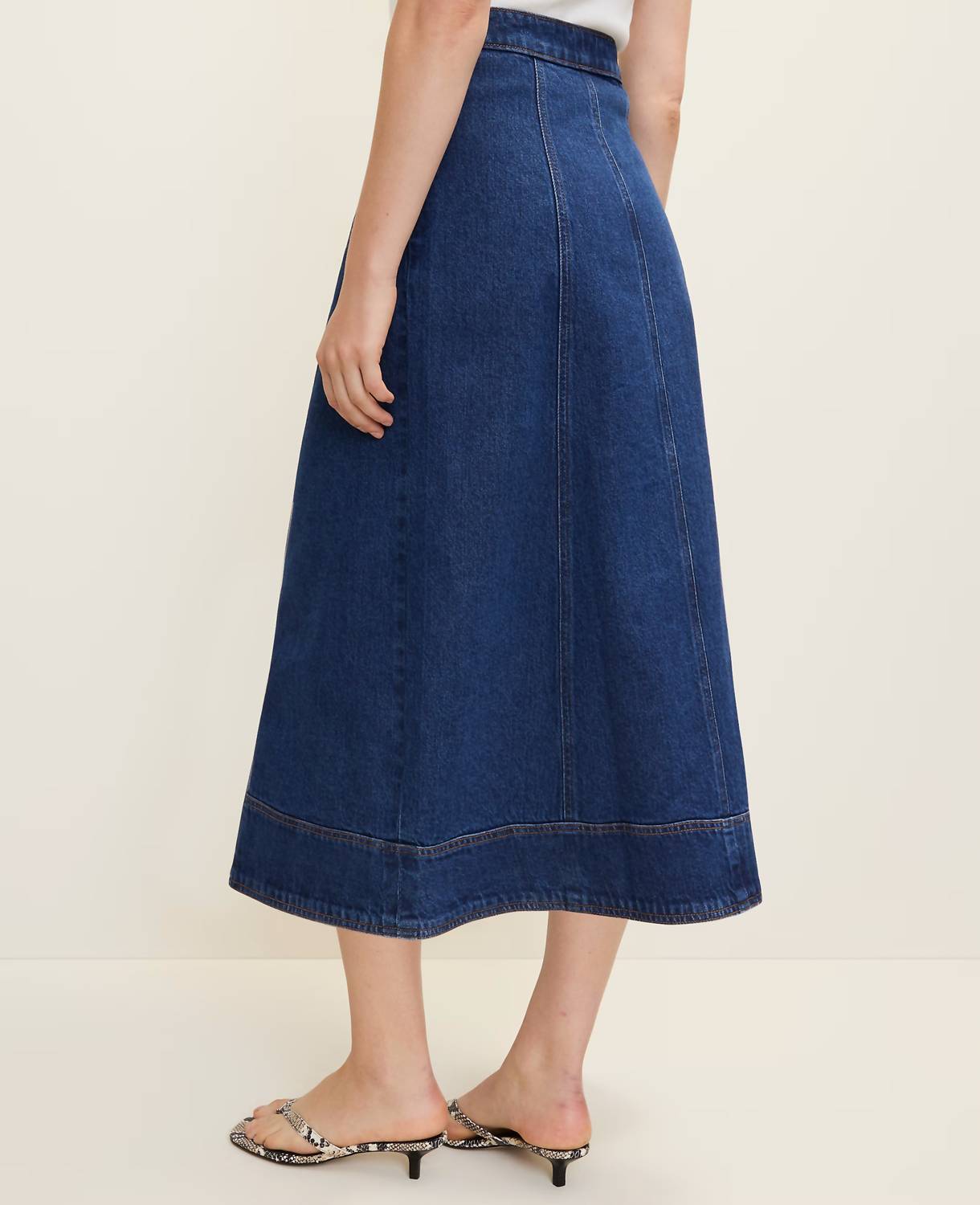 Petite Buttoned Denim Midi Skirt
