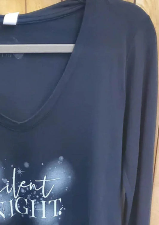 The Minted Olive - Women's Silent Night Slouchy V-neck Top - Rack Hunt