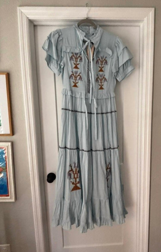 Fleur Ruffle Short Sleeve Maxi Dress