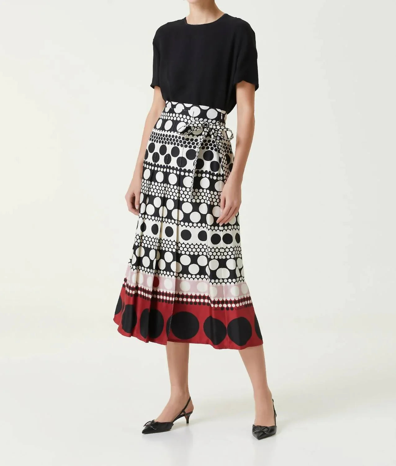 Valentino - Polka Dot Midi Silk Skirt - detail view - Rack Hunt