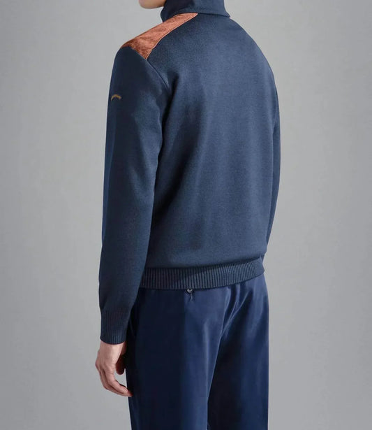 Paul & Shark - Men's Wool Zip Sweater With Corduroy Details - Rack Hunt