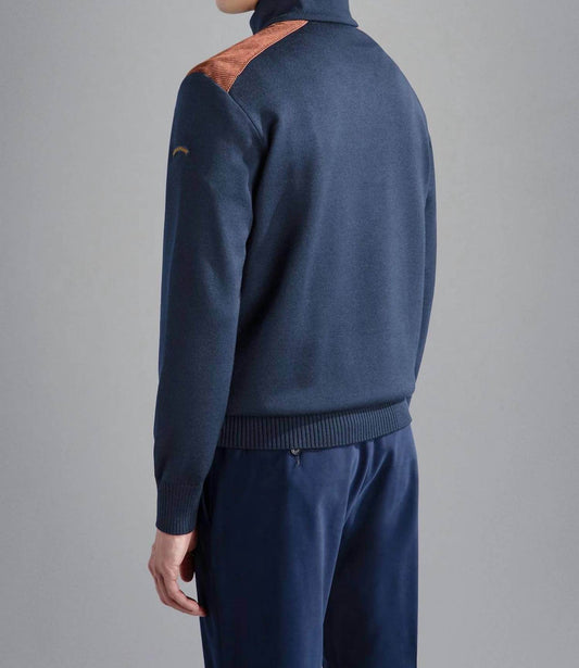 Paul & Shark - Men's Wool Zip Sweater With Corduroy Details - Rack Hunt -