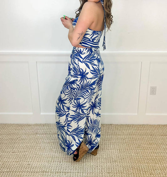Feeling Fine Crop Top And Wide Leg Bottom Two Piece Set