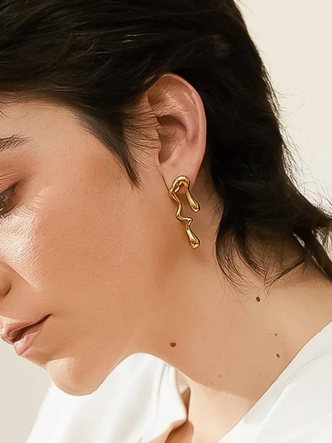 Women's Roma Non-tarnish Mismatch Melted Earring