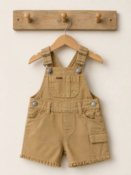 Girl's Frayed Detailing Overalls