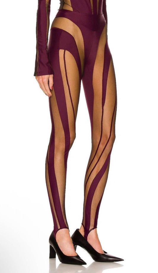Sheer Spiral Stirrup Leggings
