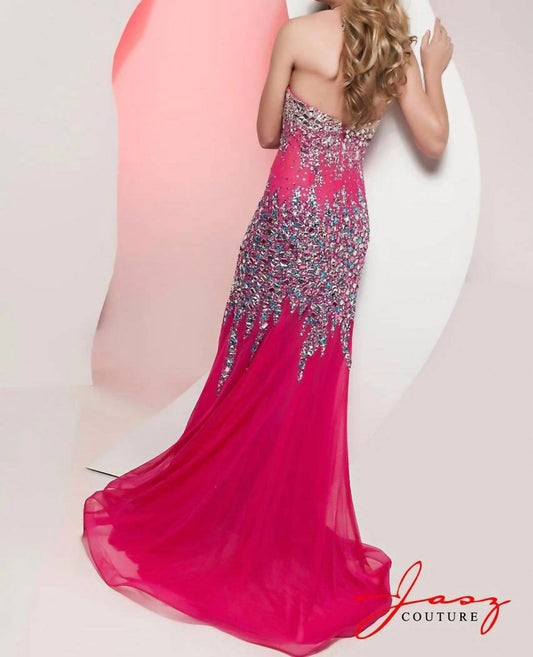 Strapless Embellished Bodice With Sheer Back Prom Dress