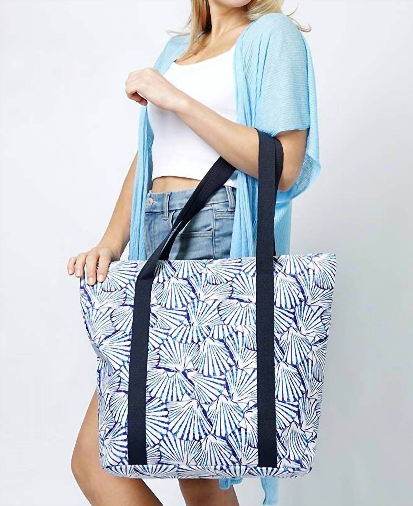 Hana - Women's Shell Pattern Tropical Print Vacation Travel Tote Bag - Rack Hunt -