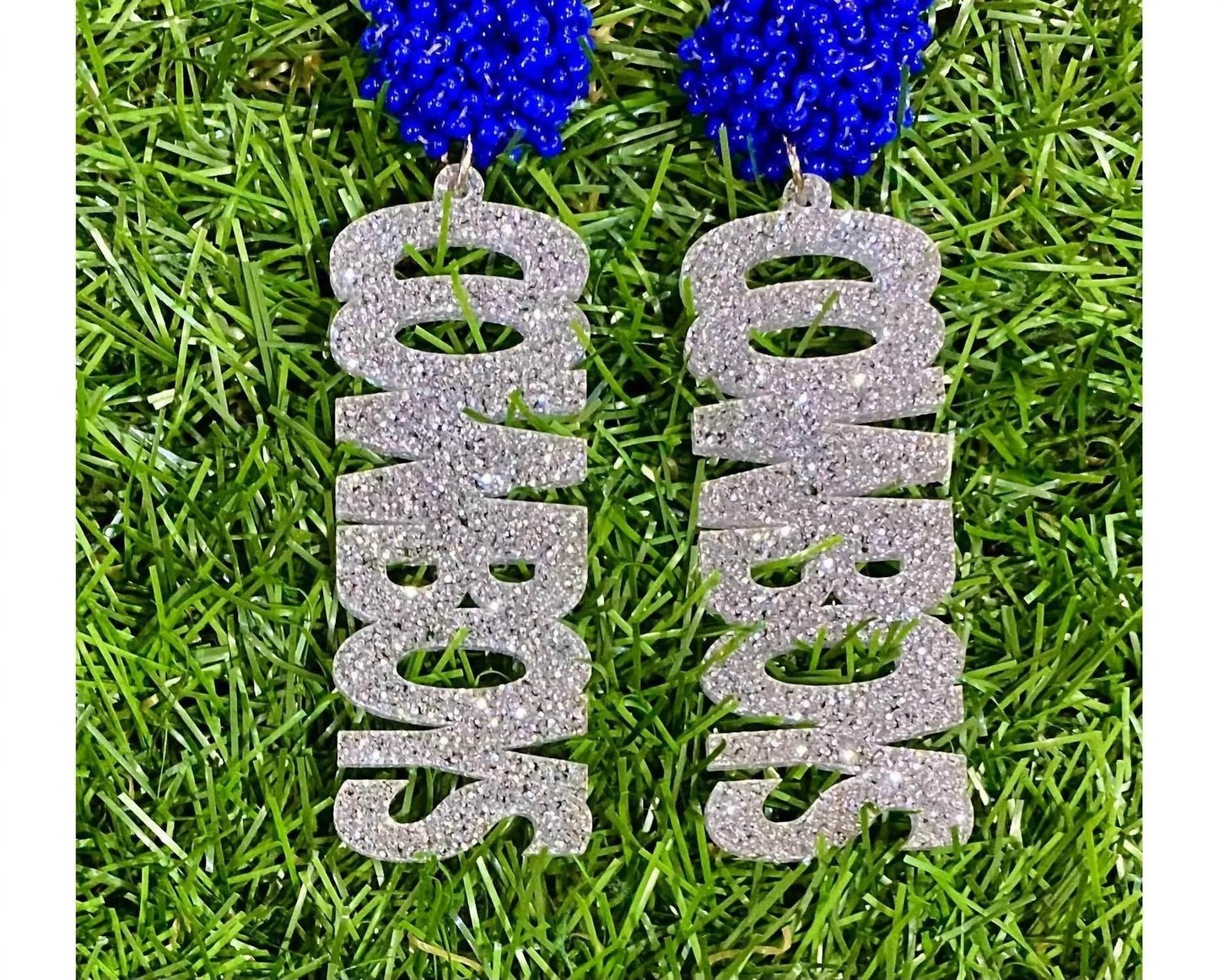 Jamie's Jems Design - Dallas Cowboys Glitter Acrylic Earrings With Seed Bead Post - Rack Hunt
