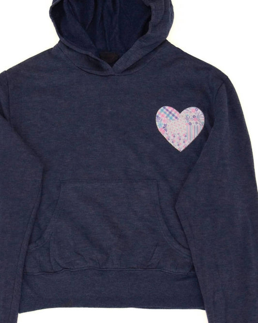 Girls' Preppy Patch Heart Pocket Hoodie