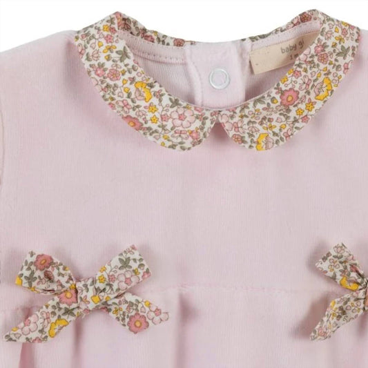 Baby Girls Velour Footie With Floral