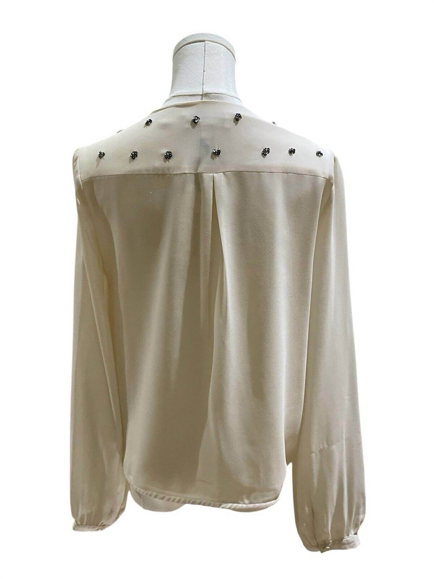 MM Couture - Women's Beaded Chiffon Double Breasted Faux Wrap Blouse - Rack Hunt -