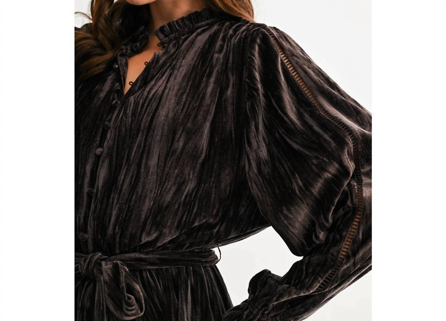 Seam Detail Velvet Mini Dress