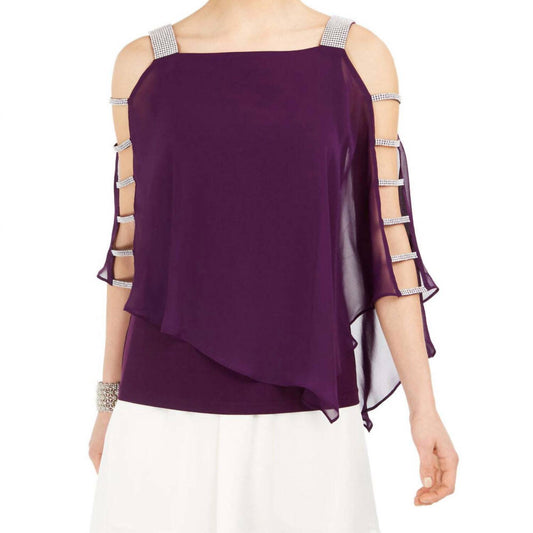 Women's Embellished Cold Shoulder Top