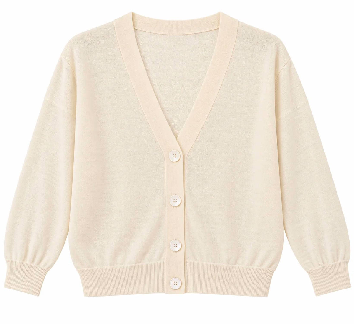 Quarter Length Sleeve Cotton Crepe Cardigan With Chain-accented Shoulders