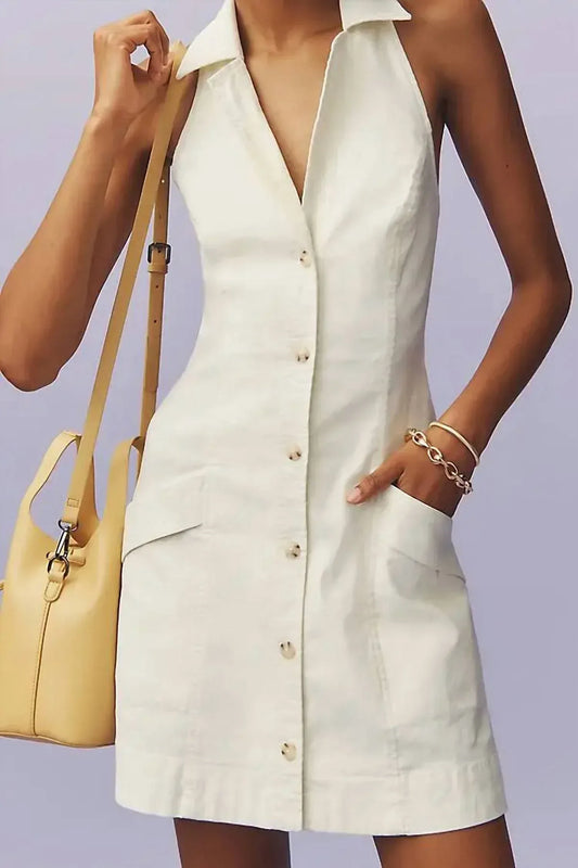 Maeve - The Amelia Collared Sleeveless Button Up Dress - Rack Hunt