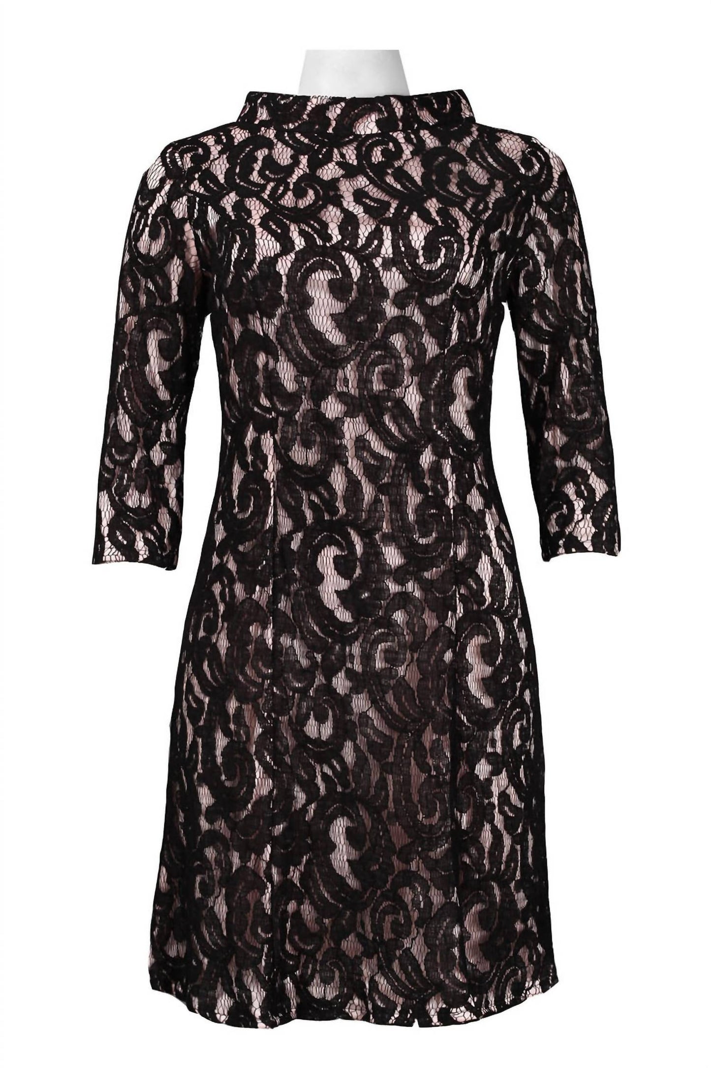Lace Mock Neck A-line Dress