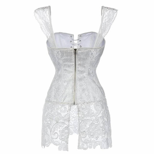 Lace Up Boned Corset Bustier Overbust Top
