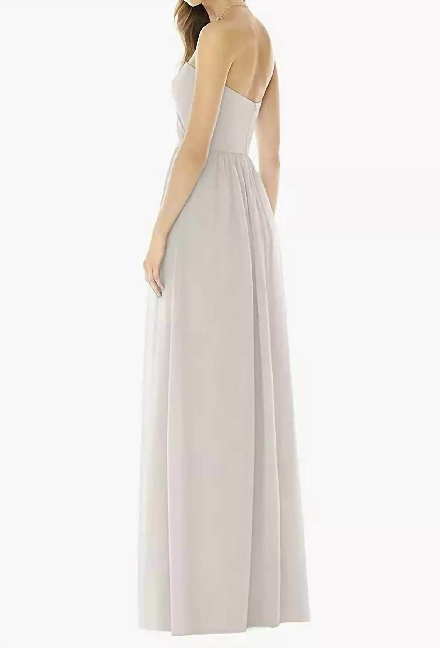 Dessy - Strapless Draped Bodice Maxi Dress With Front Slits - Rack Hunt -