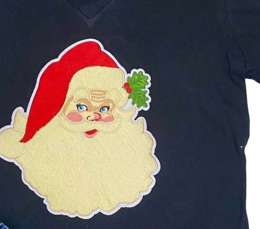 Trendy Tee Co. - Women's Santa Chenille Patch V Neck Tee - Rack Hunt