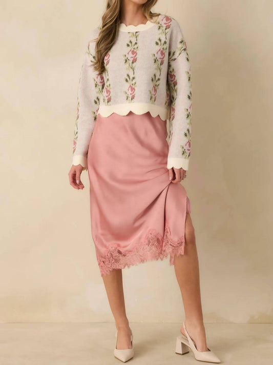 Jackie Jacquard Knit Scallop Edge Sweater
