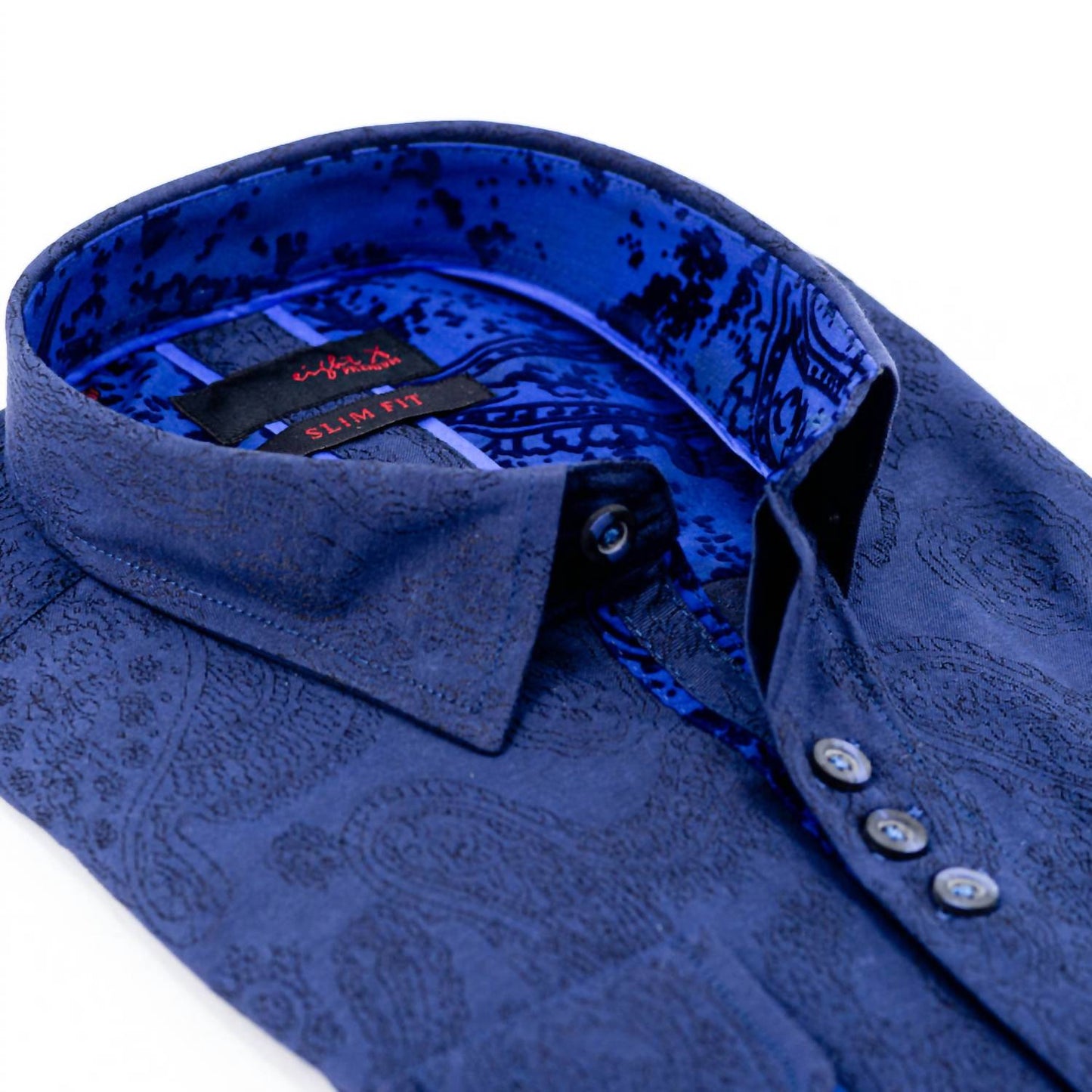 Paisley Jacquard Button Down Shirts With Flocking Trim