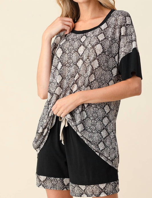 Snake Print Loungewear Short Set