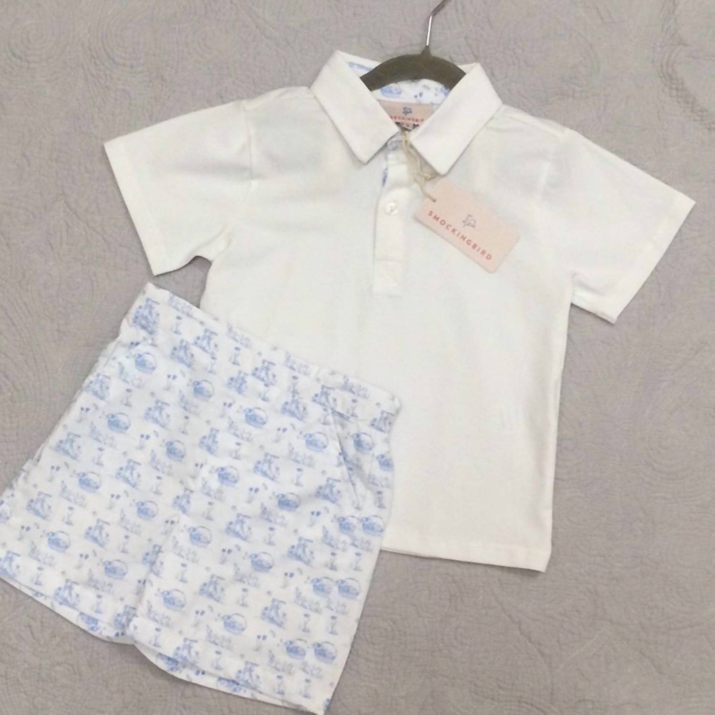 Boys Bunny Toile Short Set