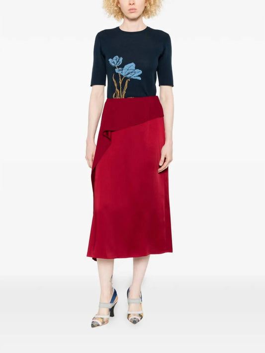 Short Sleeve Floral-motif Knitted Top
