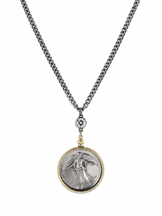 Women's Reversible Winged Victory Medallion Necklace