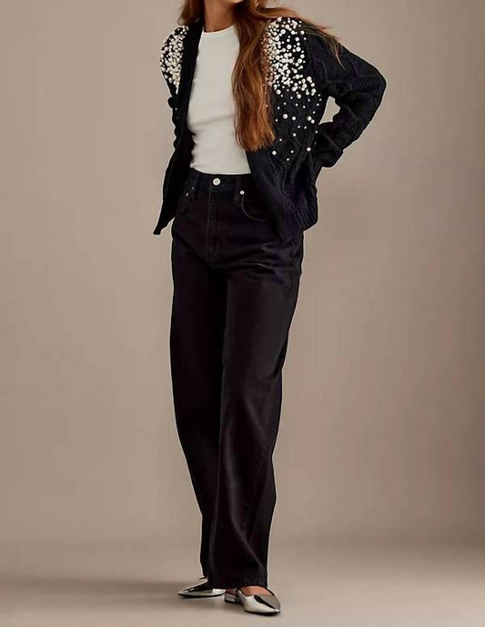 Pearl Embellished Cable Knit Cardigan