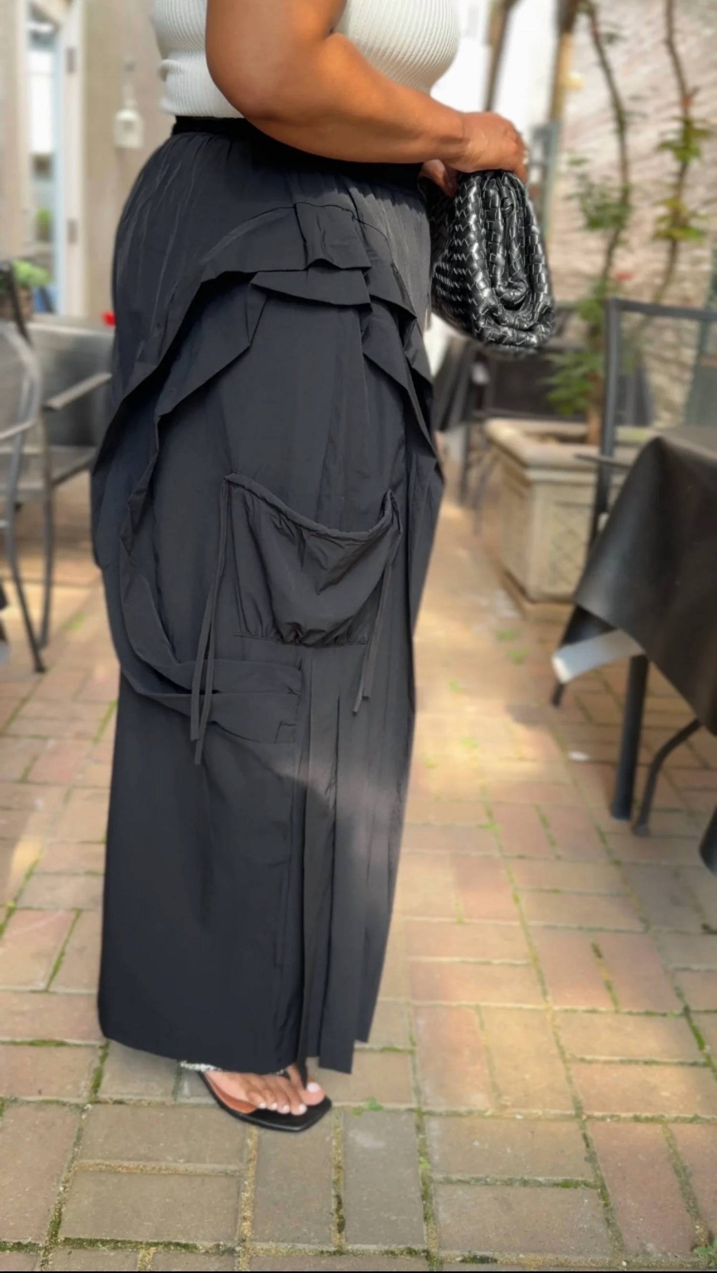 Ruffle Cargo Wide-leg Pants