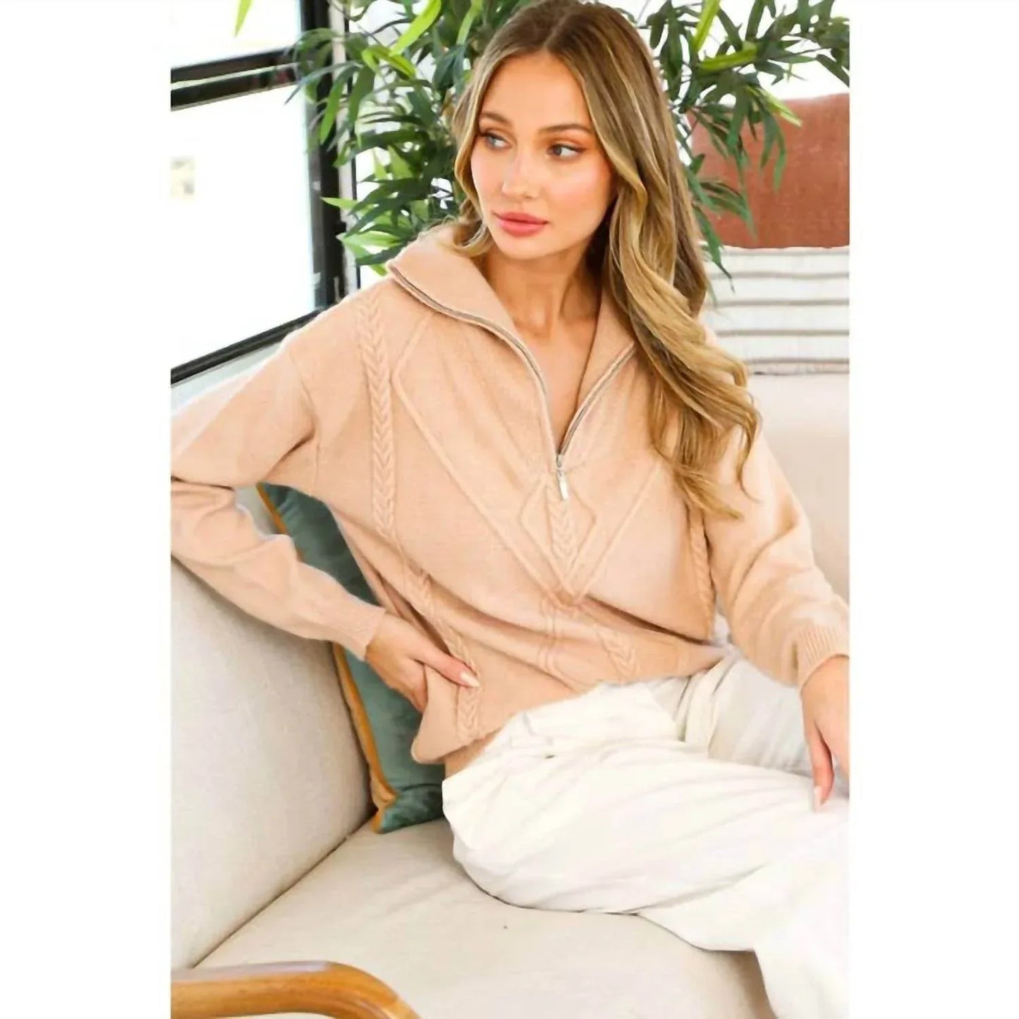 BABE - Textured Half Zip Sweater - Rack Hunt