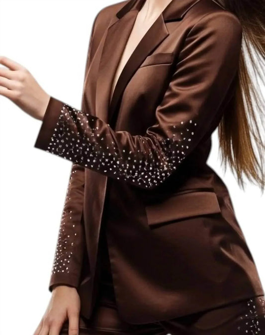 Rossario George - Honey Chocolate & Rhinestone Blazer And Pant Suit - Rack Hunt