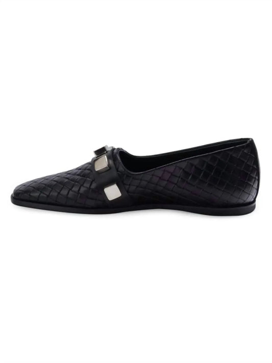 Costume National - Women's Studded Woven Leather Loafers - Rack Hunt