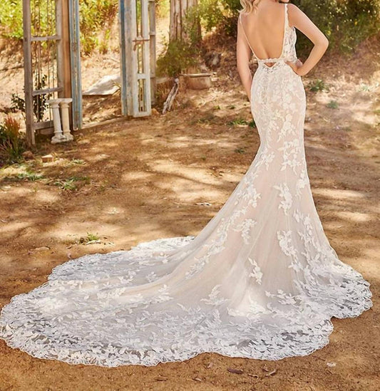 Sleeveless Lace And Sequin Bridal Gown