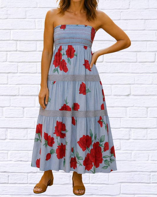 Jade Big Flower Print Dress