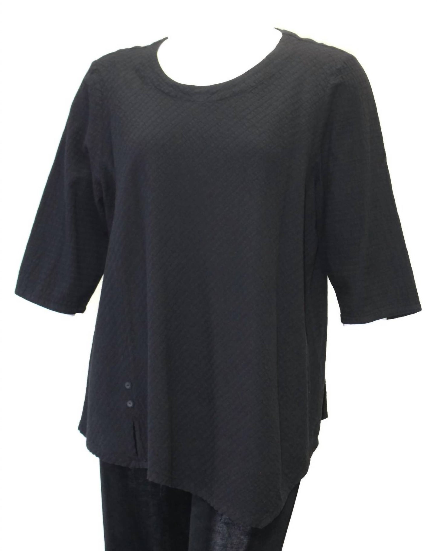 Asymmetrical Textured Cotton Top Plus